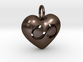 Hollow Infinity Heart Pendant in Polished Bronze Steel