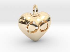 Hollow Infinity Heart Pendant in 14K Yellow Gold