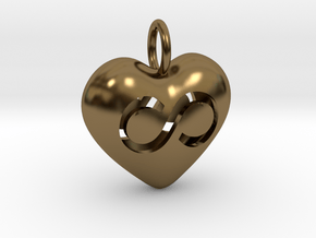 Hollow Infinity Heart Pendant in Polished Bronze