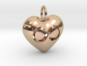 Hollow Infinity Heart Pendant in 14k Rose Gold Plated Brass
