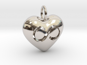 Hollow Infinity Heart Pendant in Rhodium Plated Brass