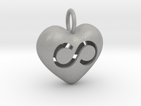 Hollow Infinity Heart Pendant in Aluminum