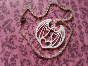 Lovingly Batty Pendant in White Processed Versatile Plastic