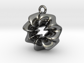 Wavy Ring Pendant in Fine Detail Polished Silver