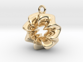Wavy Ring Pendant in 14k Gold Plated Brass