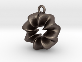 Wavy Ring Pendant in Polished Bronzed Silver Steel