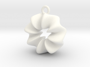 Wavy Ring Pendant in White Processed Versatile Plastic