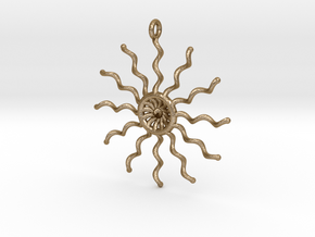Pendant-Sun in Polished Gold Steel