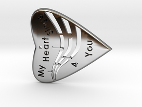 HEART 3- My Heart Sings 4 you with musical Staff & in Fine Detail Polished Silver