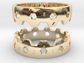 Hex Reminder Ring Size 12 in 14k Gold Plated Brass