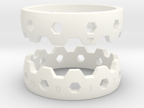 Hex Reminder Ring Size 12 in White Processed Versatile Plastic