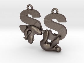 S Is For Sloth in Polished Bronzed Silver Steel