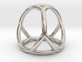 0406 Spherical Truncated Tetrahedron #002 in Rhodium Plated Brass