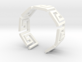 Greek Meandros ring - size 7 in White Processed Versatile Plastic