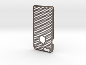 iPhone 6 case_ Hexagons in Polished Bronzed Silver Steel