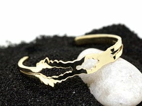 I Love You Sound Wave | Wrist Cuff in 14k Gold Plated Brass: Large