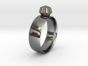 Gem Ring in Fine Detail Polished Silver
