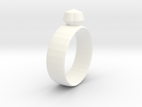 Gem Ring in White Processed Versatile Plastic