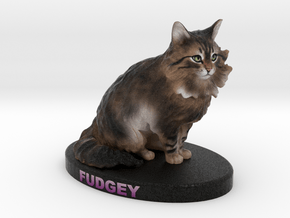 Custom Cat Figurine - Fudgey in Full Color Sandstone