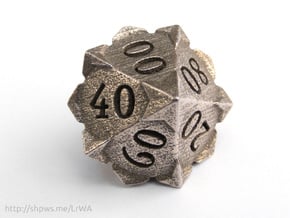 'Starry' 10D10 Die (Decader of Percentile D10) in Polished Bronzed Silver Steel