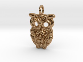 Happy Owl Pendant in Polished Brass