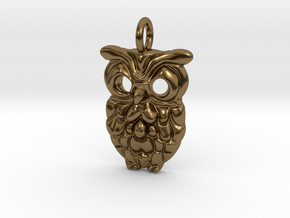 Happy Owl Pendant in Polished Bronze