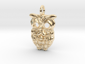 Happy Owl Pendant in 14k Gold Plated Brass