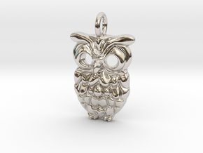 Happy Owl Pendant in Rhodium Plated Brass
