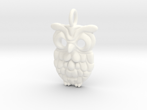 Happy Owl Pendant in White Processed Versatile Plastic