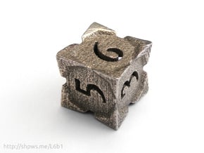 'Starry' D6, balanced die in Polished Bronzed Silver Steel