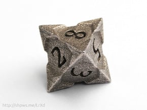 'Starry' D8 balanced die in Polished Bronzed Silver Steel