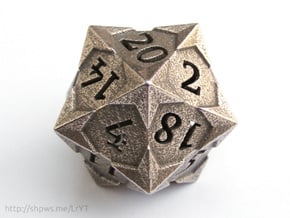 'Starry' D20 Balanced Gaming Die in Polished Bronzed Silver Steel