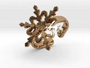 Snowflake Ring 2 d=16.5mm Adjustable h35d165a in Polished Brass