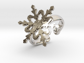 Snowflake Ring 2 d=16.5mm Adjustable h35d165a in Rhodium Plated Brass
