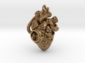 Steampunk Heart Pendant  in Natural Brass
