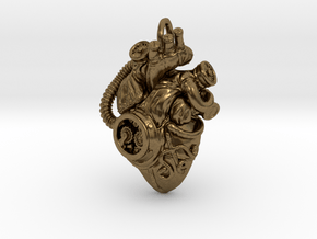 Steampunk Heart Pendant  in Natural Bronze
