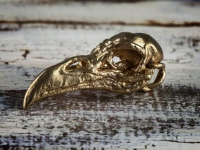 Raven skull Pendant in Natural Brass