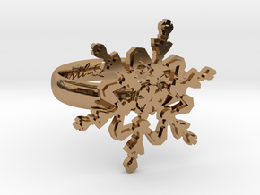 Snowflake Ring 2 d=16mm h35d16 in Polished Brass