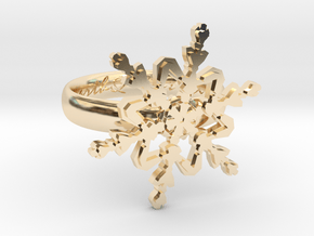 Snowflake Ring 2 d=16mm h35d16 in 14k Gold Plated Brass