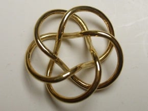 Tubular Torus Knot Pendant in 18k Gold Plated Brass