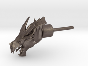 Dragon Head Liquor Pourer in Polished Bronzed Silver Steel