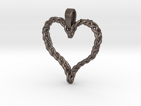 Celtic Heart in Polished Bronzed Silver Steel