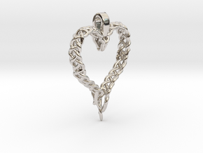 Celtic Unraveled Heart  in Rhodium Plated Brass
