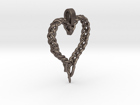 Celtic Unraveled Heart  in Polished Bronzed Silver Steel