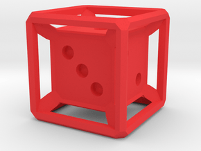 Six Sided Die (Inset) in Red Processed Versatile Plastic