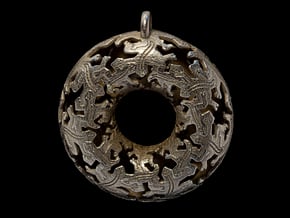 Reptiles Large Pendant - 2.5 Inch. in Polished Bronzed Silver Steel