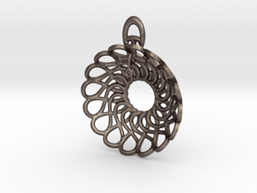 Infinity Heart Pendant in Polished Bronzed Silver Steel