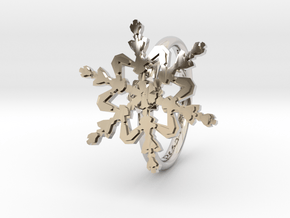 Snowflake Ring 2 d=16mm h21d16 in Rhodium Plated Brass