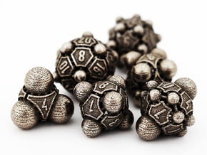 Nucleii Dice Set in Polished Bronzed Silver Steel
