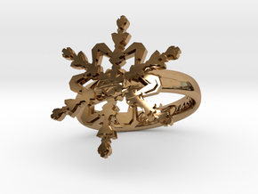 Snowflake Ring 2 d=17mm h35d17 in Polished Brass